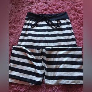 black and white stripped sweat pants